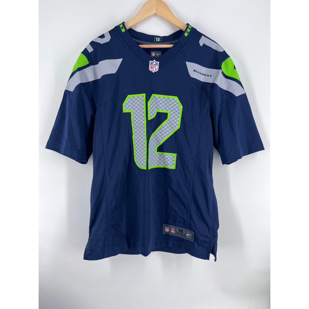 Nike Seattle Seahawks 12th Man Fan Jersey Navy Blue Mens M NFL Sports Athletic